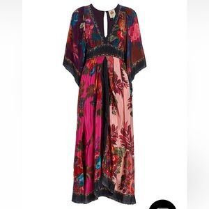 Farm Rio Flower Scarf Print Maxi Dress Sz M NWT